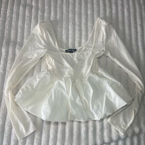 White Bubble Hem Top NWOT